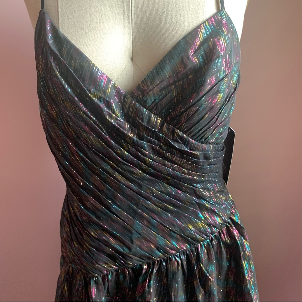 NWT AIDAN MATTOX Multicolor Metallic Mini Dress